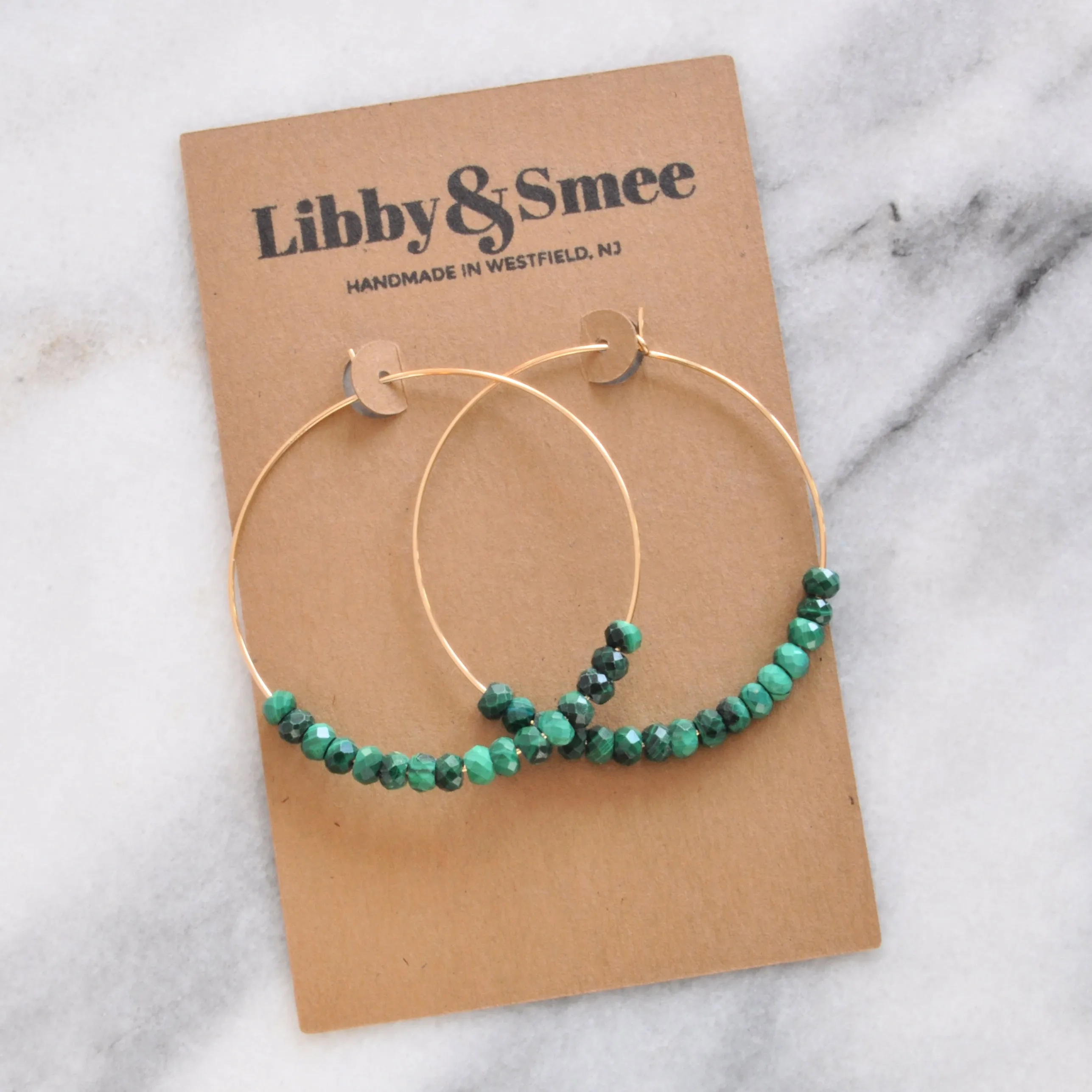 Gemstone 45mm Gold Filled Hoop Earrings