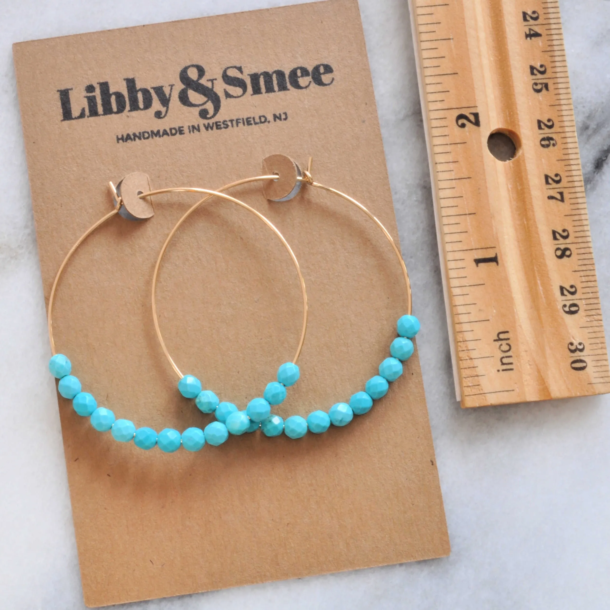 Gemstone 45mm Gold Filled Hoop Earrings