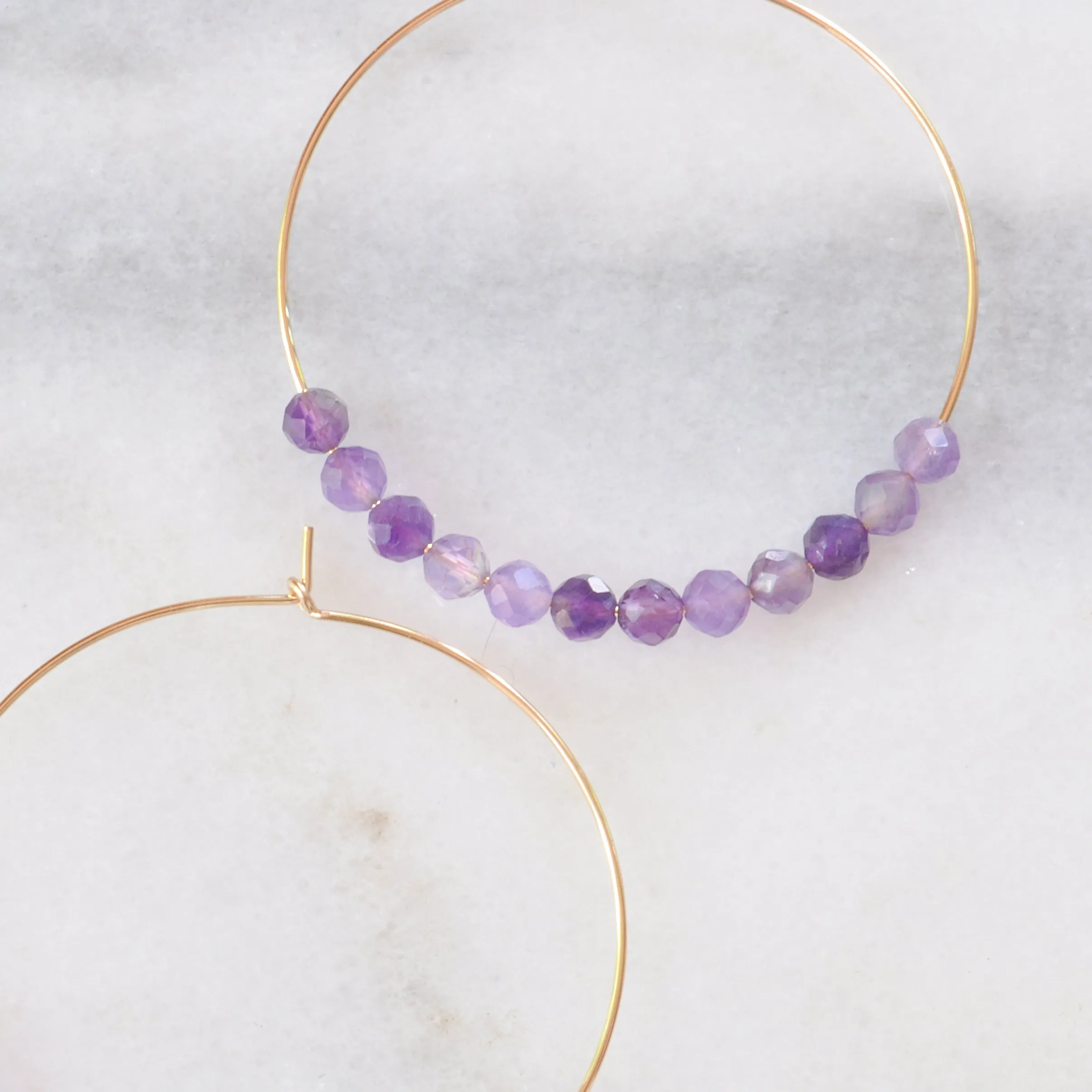 Gemstone 45mm Gold Filled Hoop Earrings