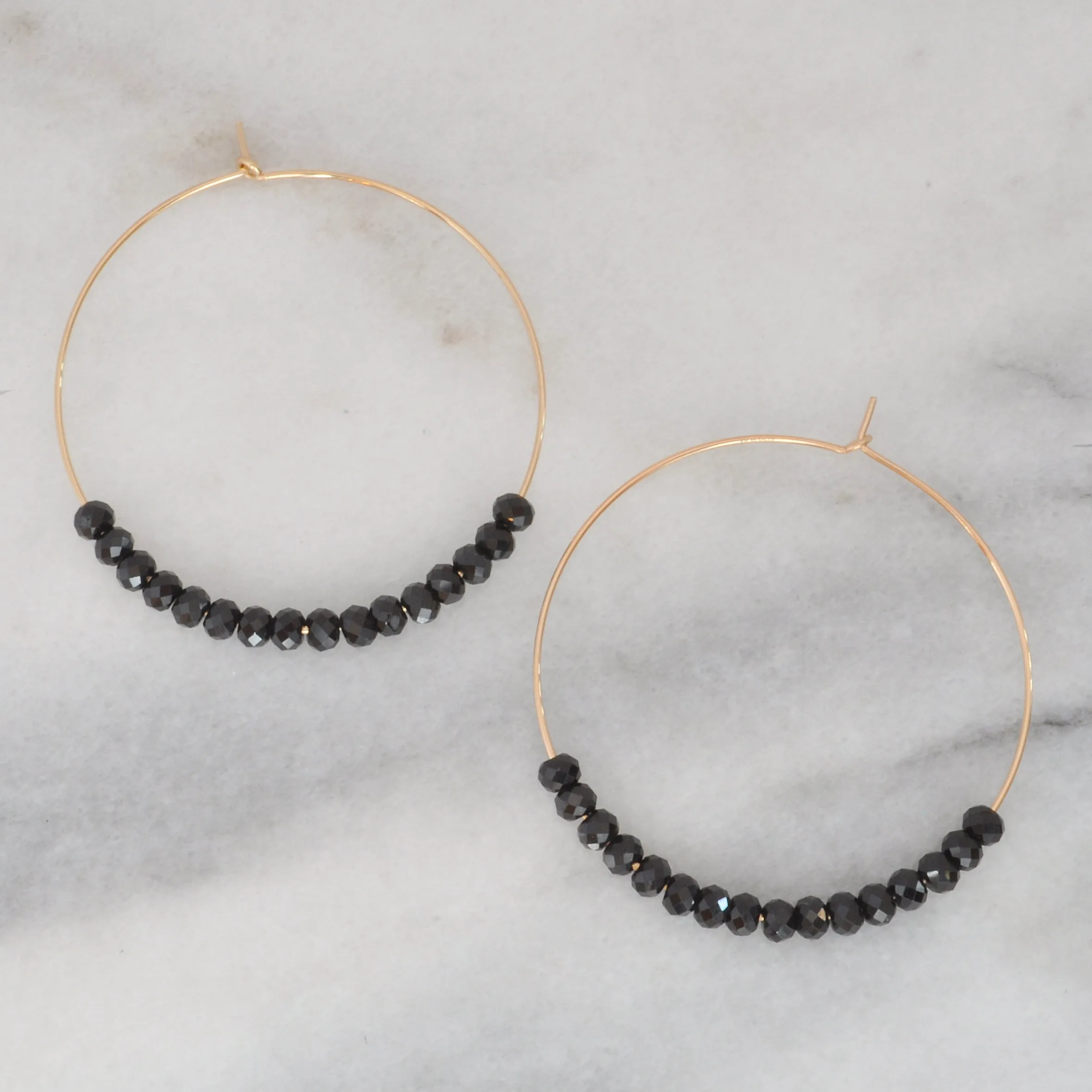 Gemstone 45mm Gold Filled Hoop Earrings