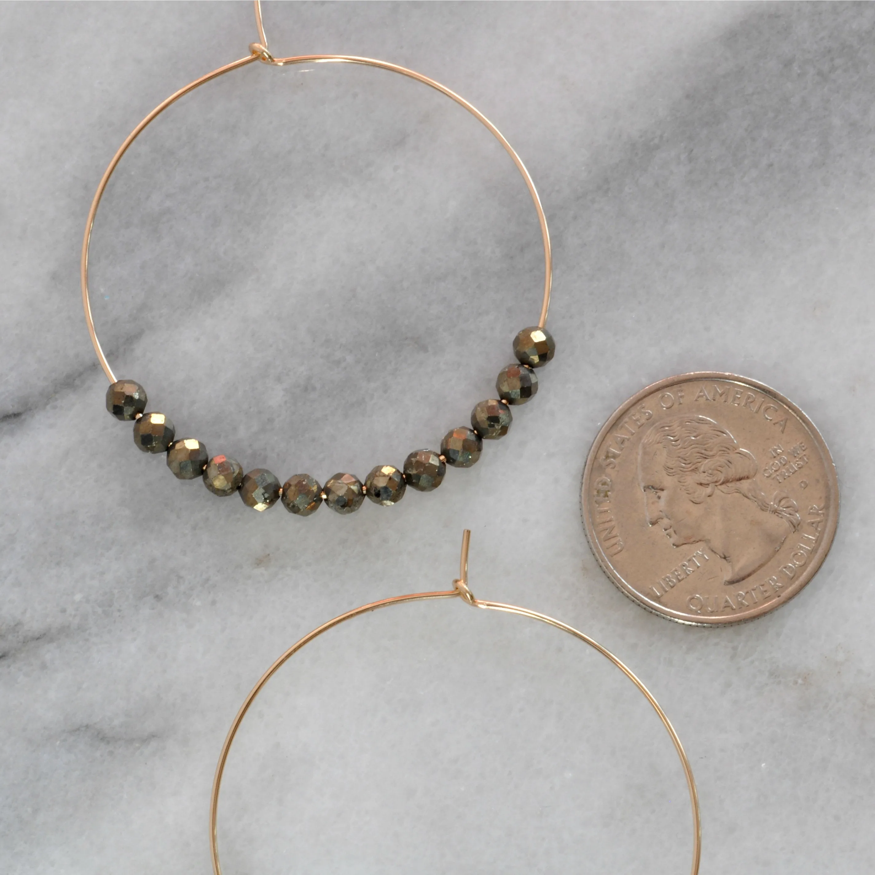 Gemstone 45mm Gold Filled Hoop Earrings