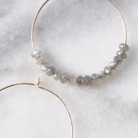 Gemstone 45mm Gold Filled Hoops - LABRADORITE