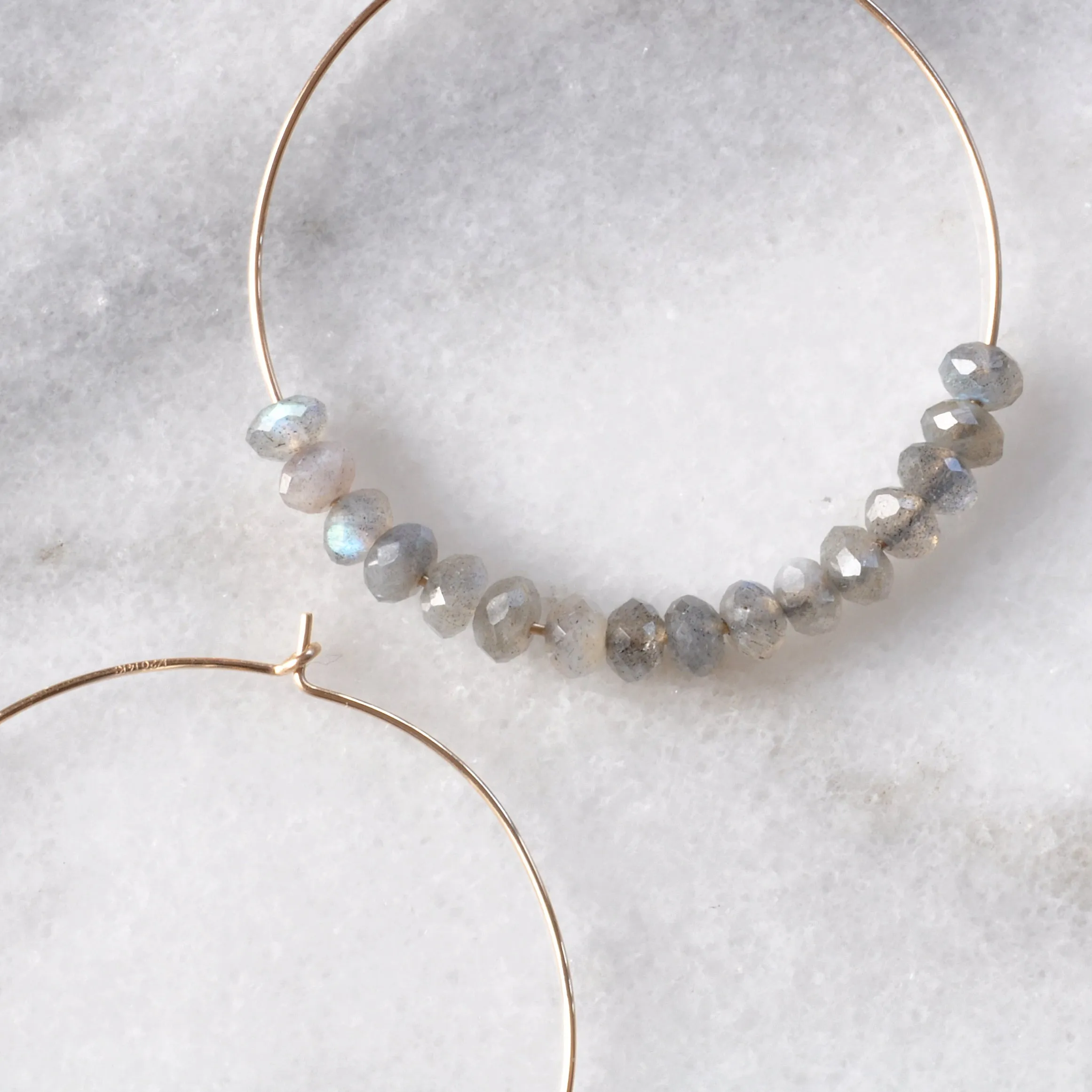 Gemstone 45mm Gold Filled Hoops - LABRADORITE