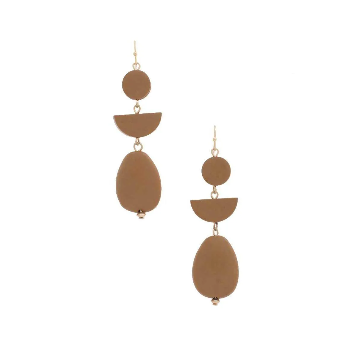 Geometric Wood Bead Dangle Earring