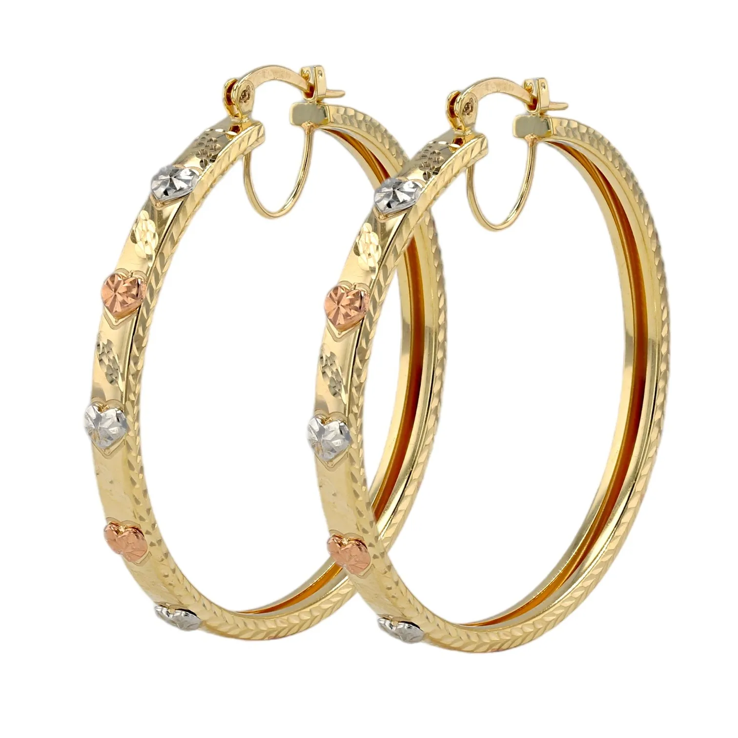 Gold 14k three colors big hoops-0123