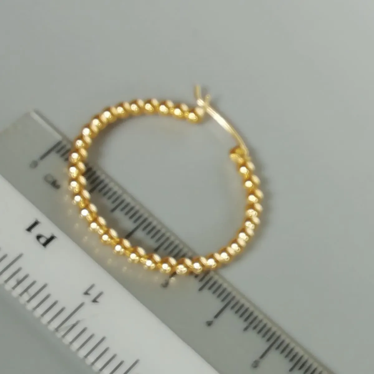 Gold balls hoops | Gold beads hoops | 35 mm hoops | Sterling silver hoop | Wedding hoops | E1001