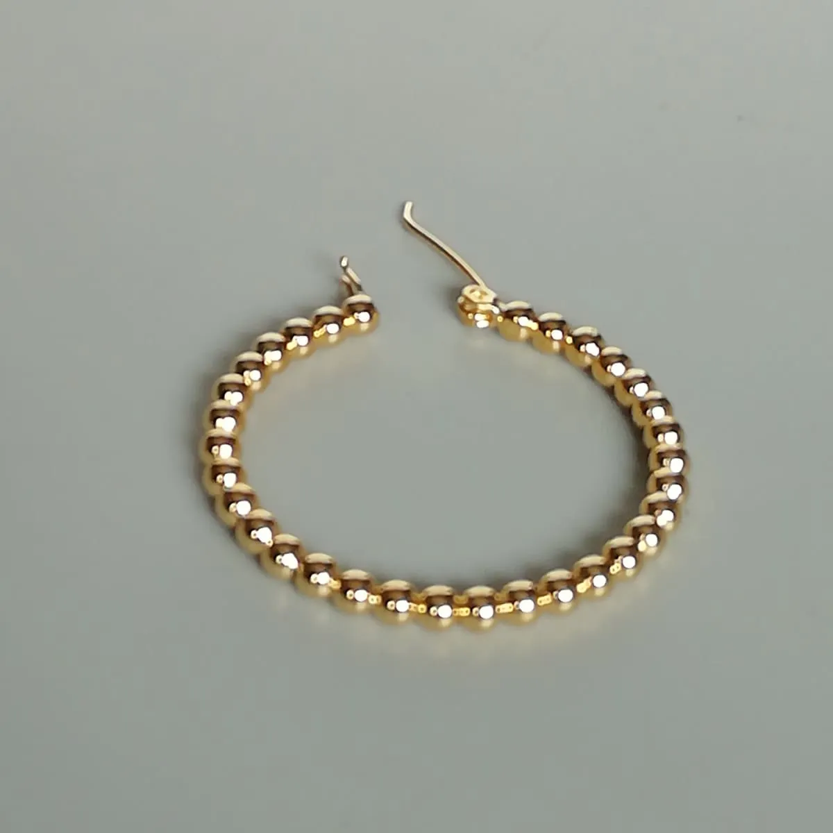 Gold balls hoops | Gold beads hoops | 35 mm hoops | Sterling silver hoop | Wedding hoops | E1001