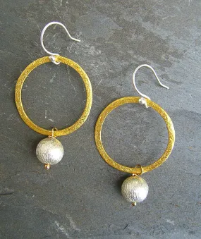 gold hoop and ball earring