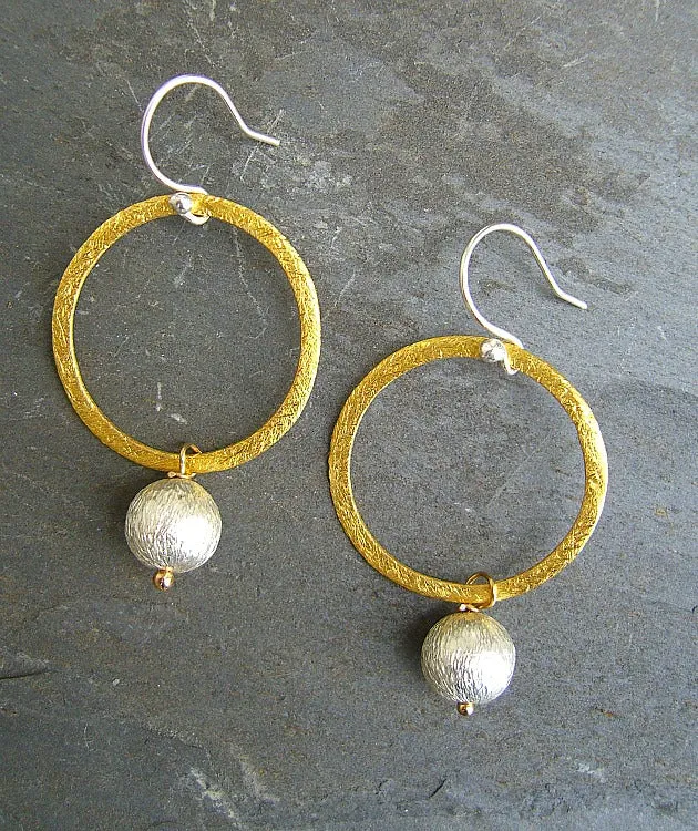 gold hoop and ball earring