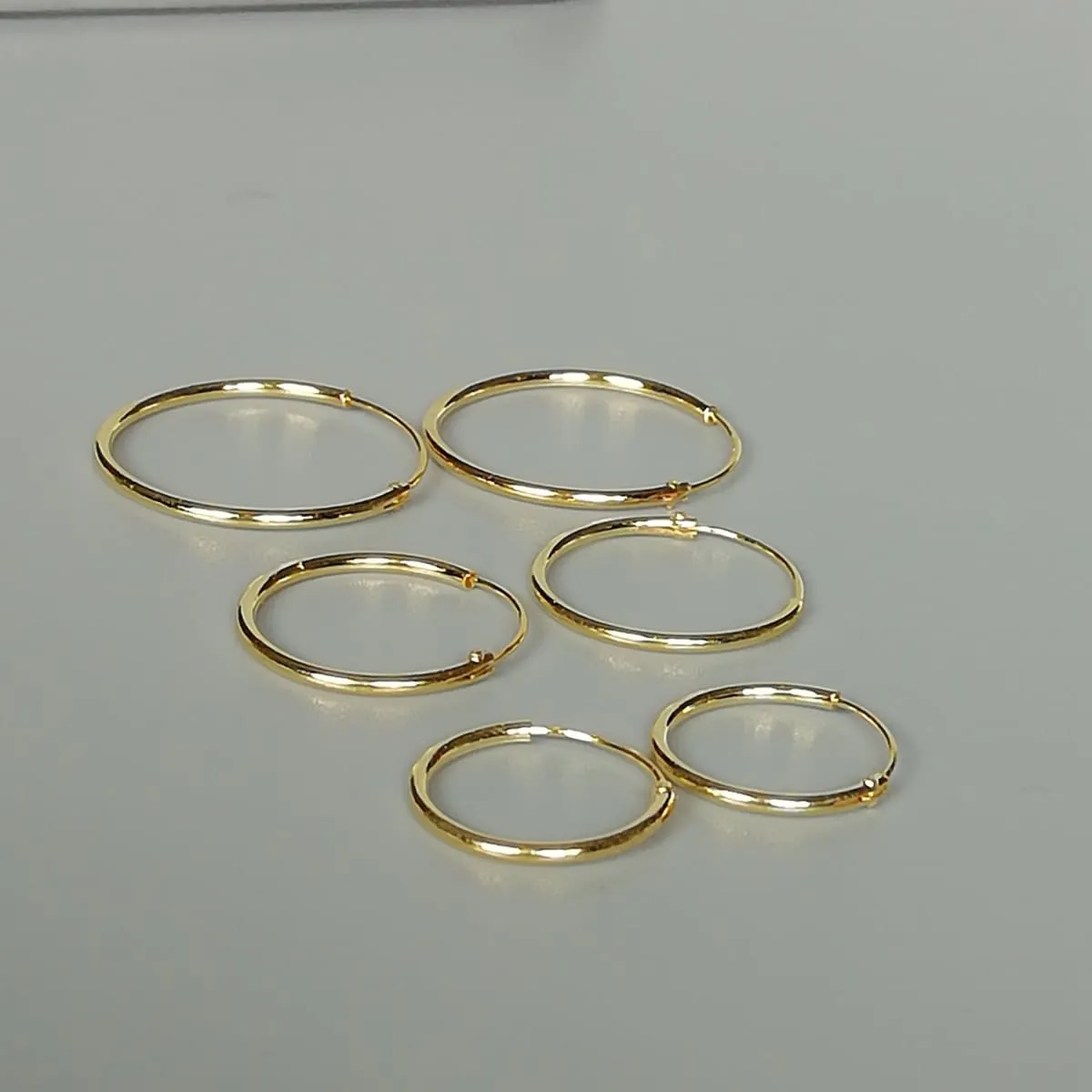 Gold hoop earrings set | 12,16,18 mm gold plated hoops | Three pairs set | 16 Gauge hoops | Silver jewelry | Minimalist endless hoops | Set 1.2