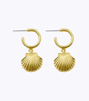 Gold Shell Mini Hoops