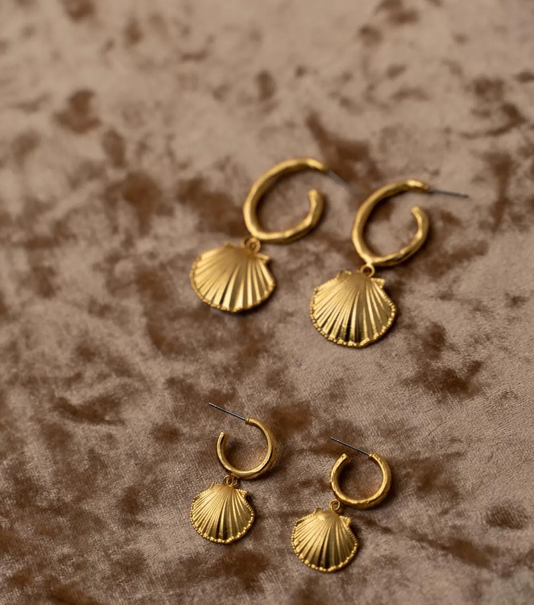 Gold Shell Mini Hoops