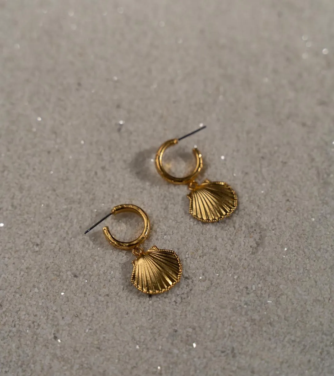 Gold Shell Mini Hoops