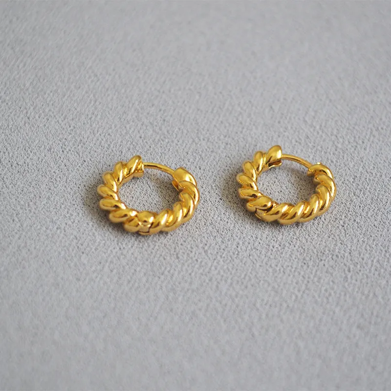 Gold Twisted Hoop Earrings