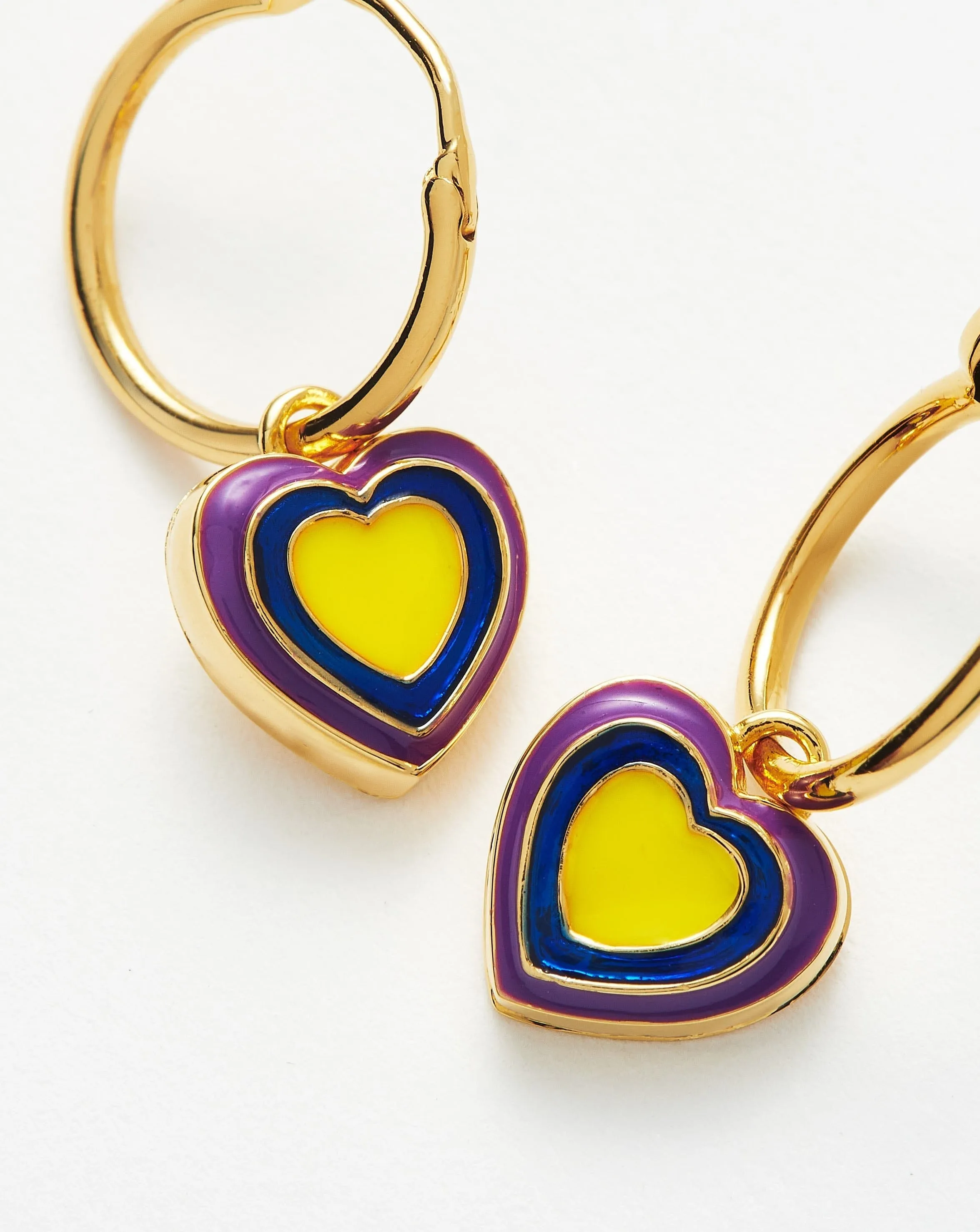 Good Vibes Enamel Heart Mini Charm Hoop Earrings