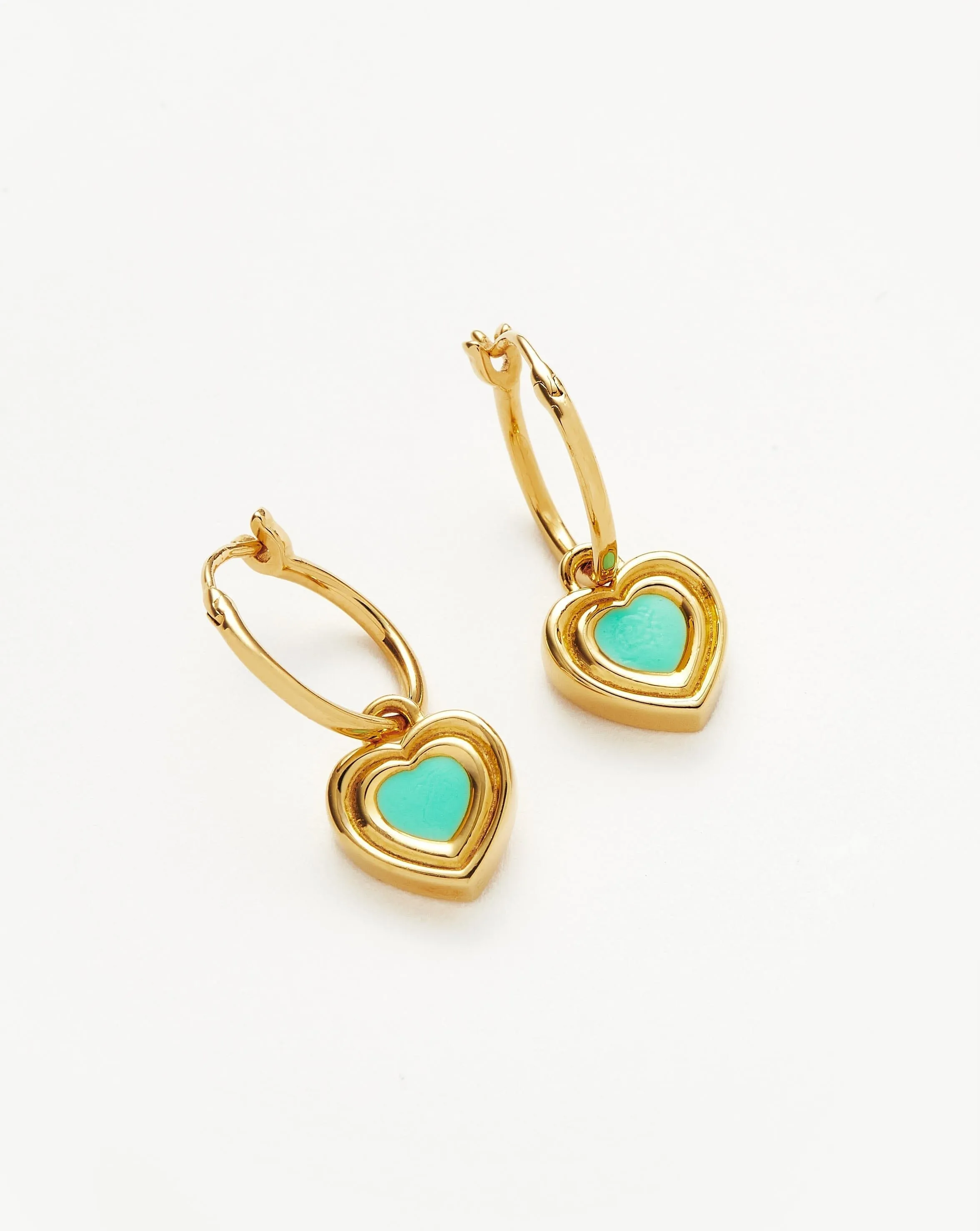 Good Vibes Enamel Heart Mini Charm Hoop Earrings