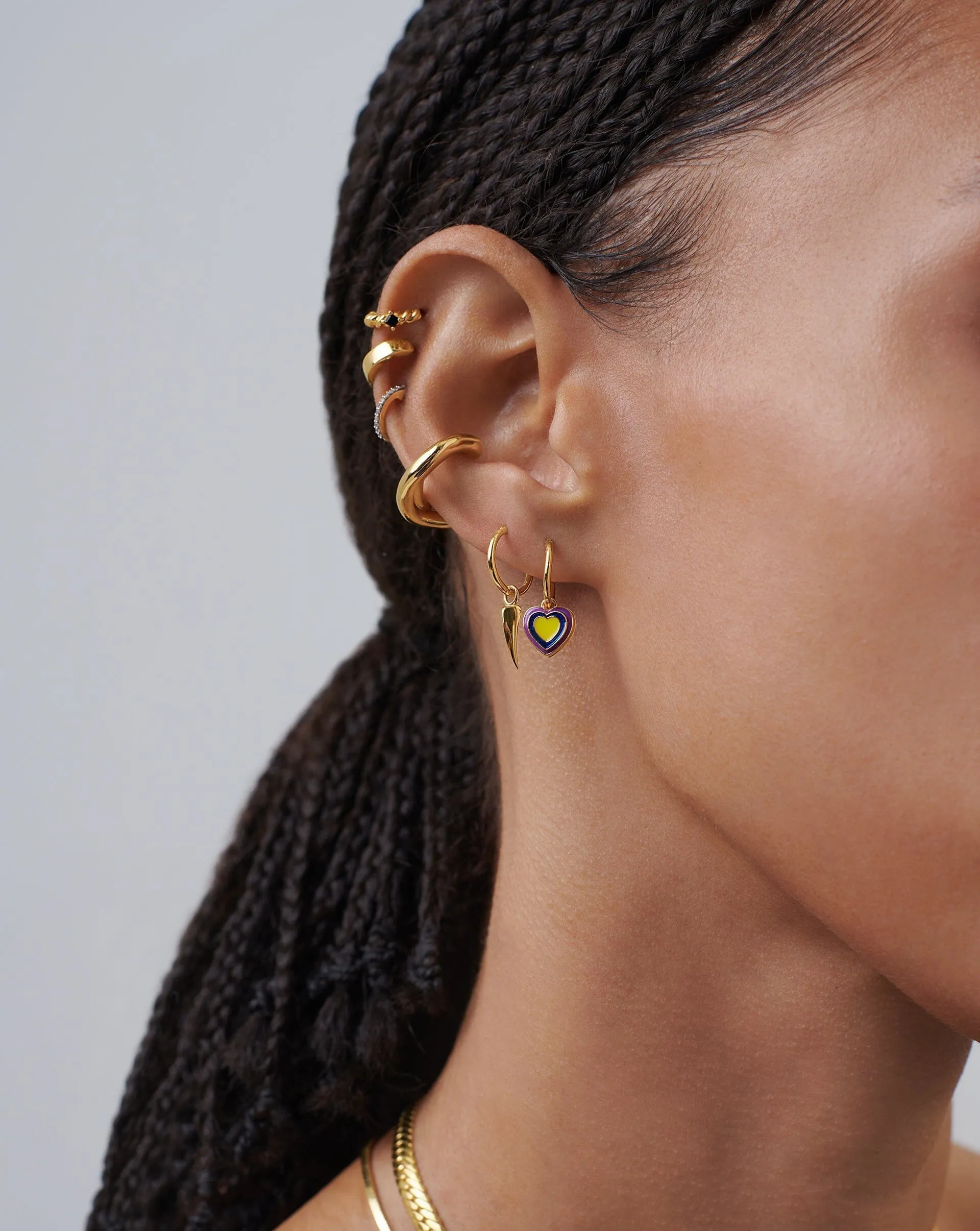 Good Vibes Enamel Heart Mini Charm Hoop Earrings