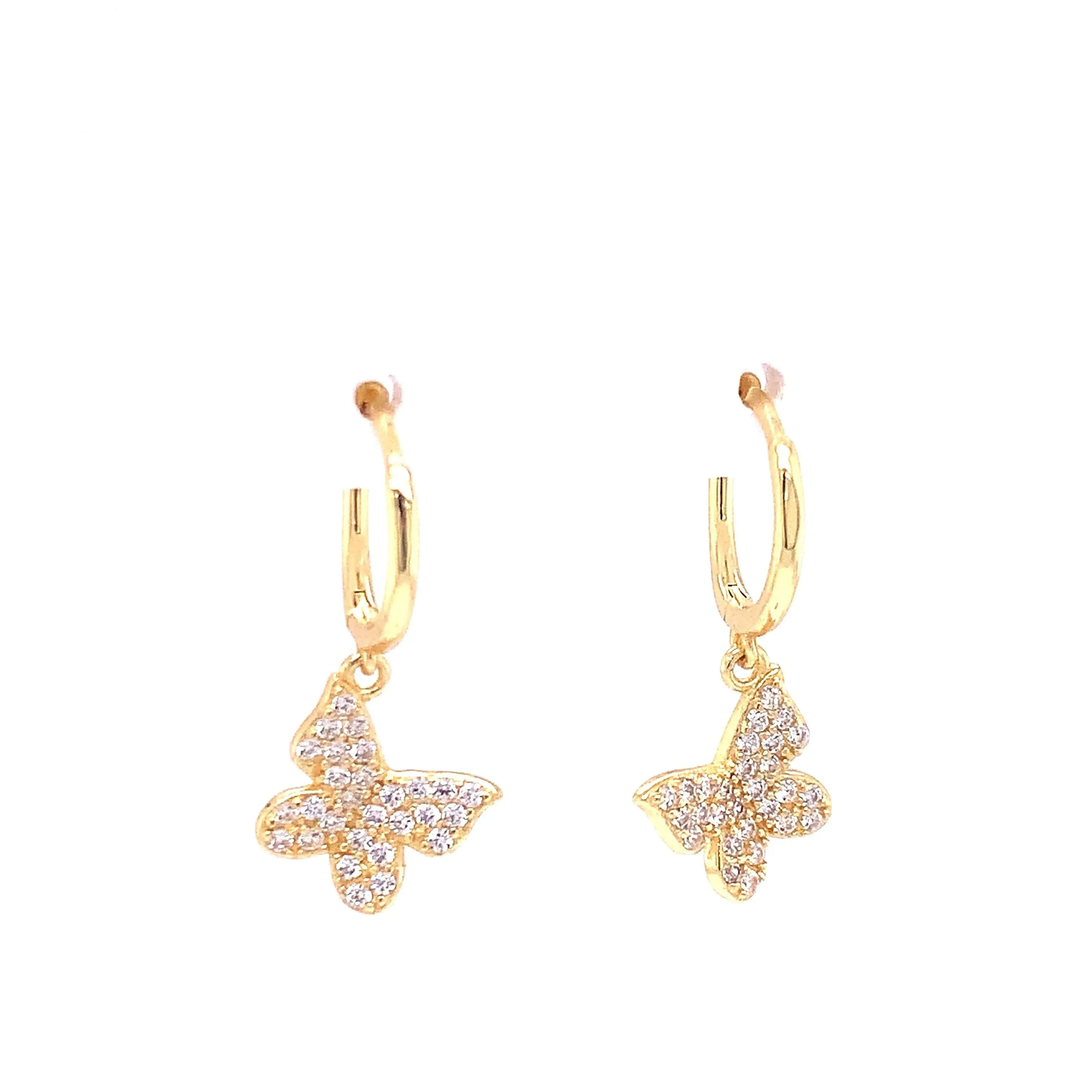 Hanging Pave Butterfly Earrings