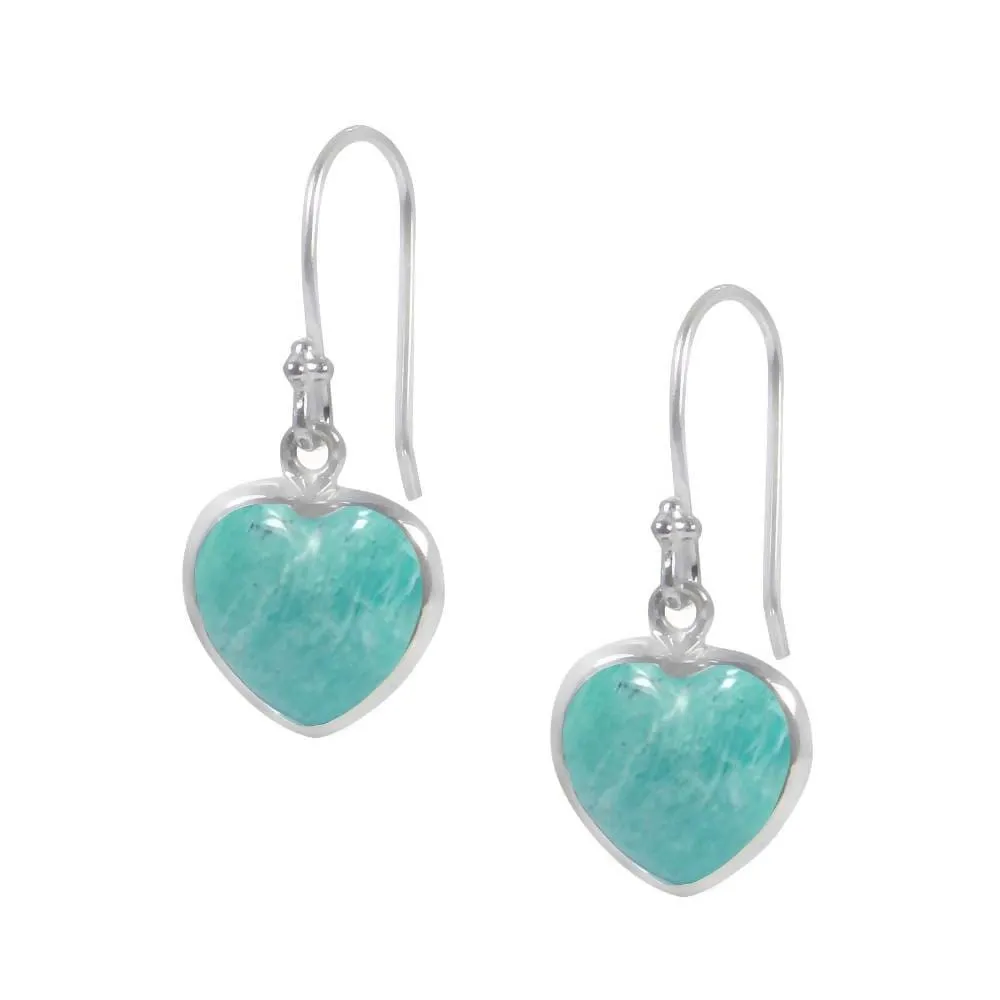 Heart Shaped Amazonite Dangle Earrings Fashion Jewelry