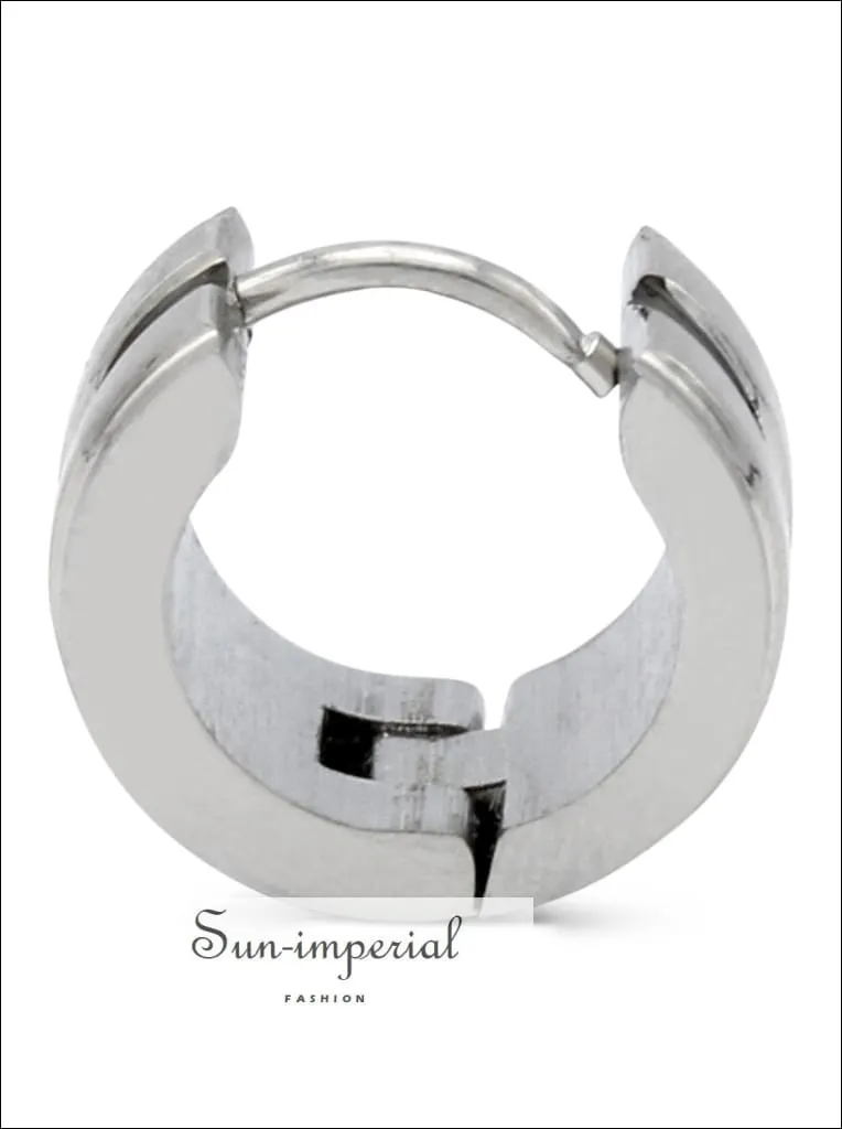 Huggie Wide Hoop Earrings Stainless Steel Fashion Jewelry