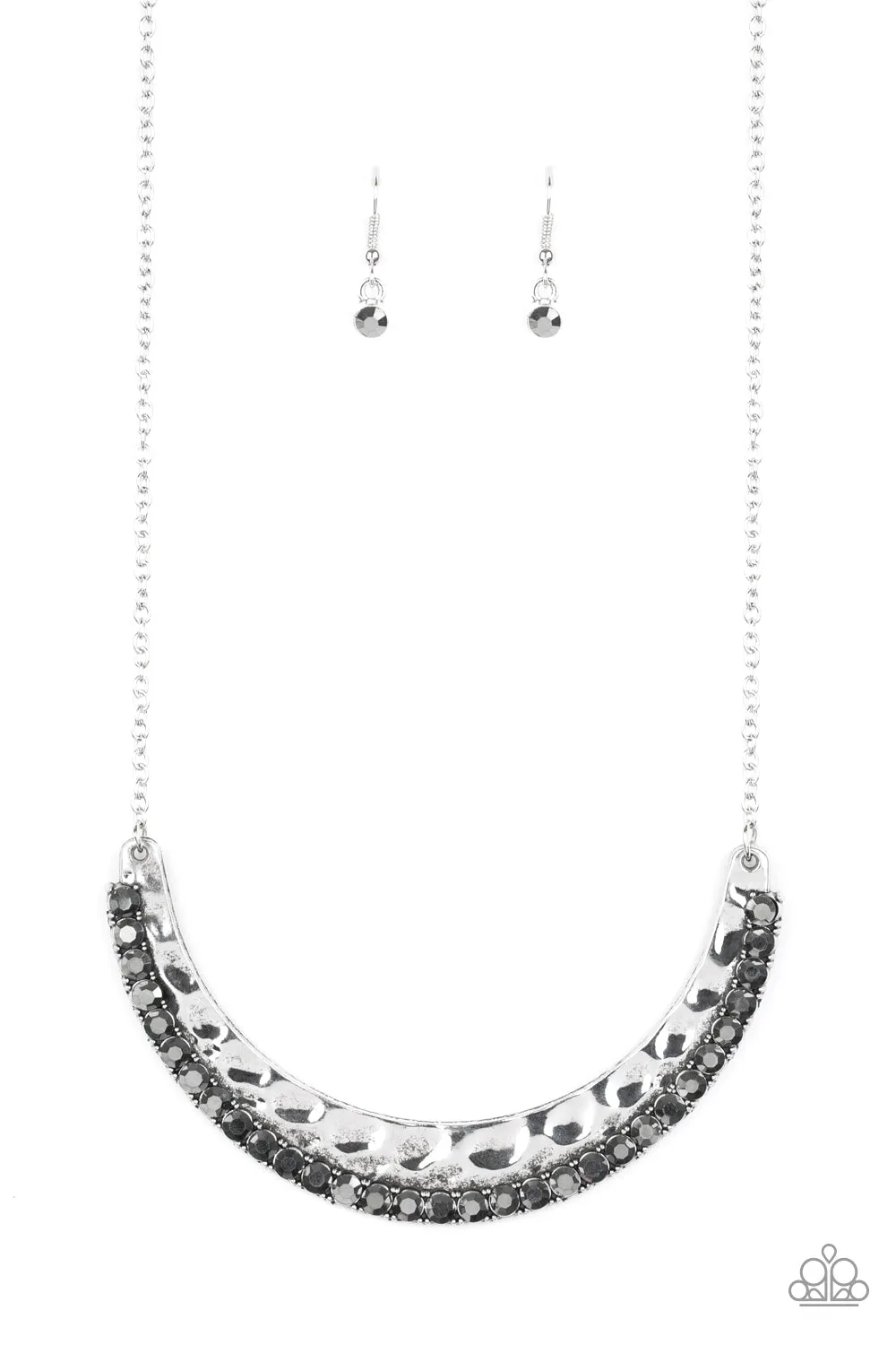 Impressive - Silver Half Moon Hematite Paparazzi Jewelry Necklace