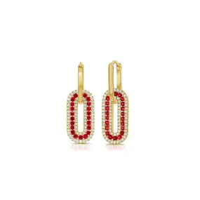 Interlocking Oval Link Ruby & Diamond Hoops