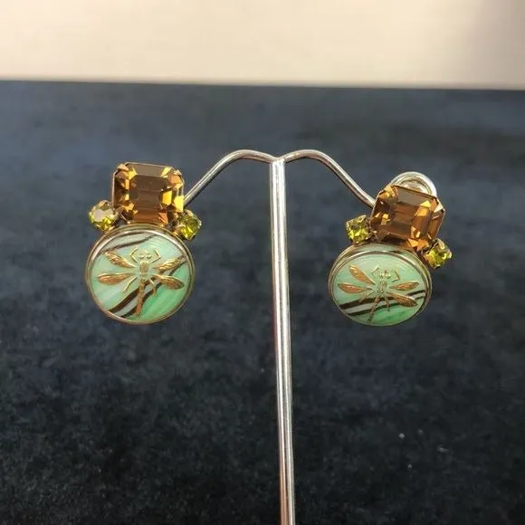 IRADJ Moini Green Black Dragon Fly Earrings