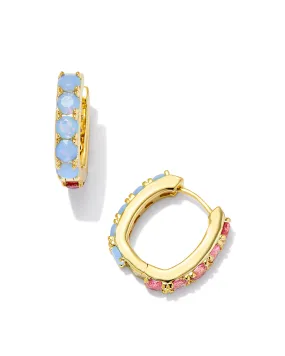 Kendra Scott Chandler Huggie Hoop Earrings in Reversible Pink Blue Mix and Gold