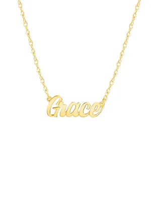 Kid Gold Script Name Necklace 14K