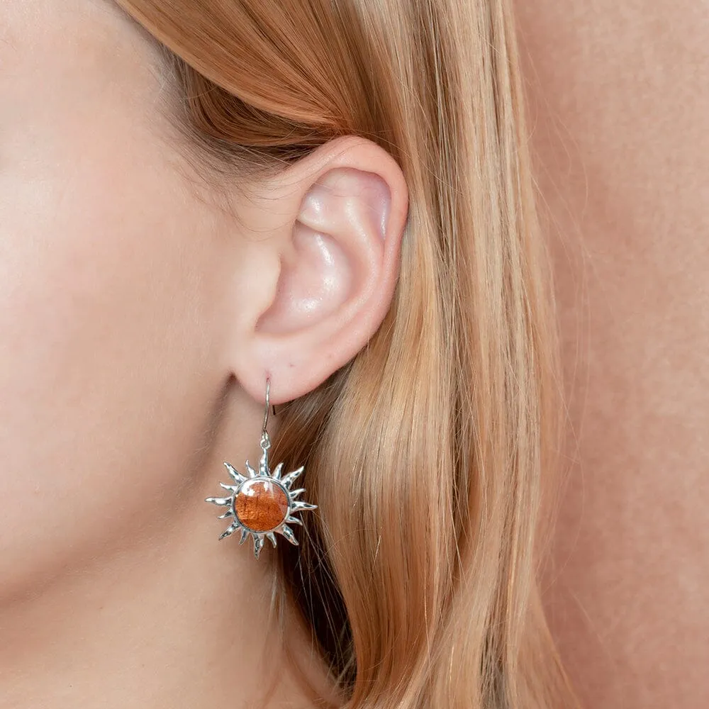 Koa Wood Sun Earrings