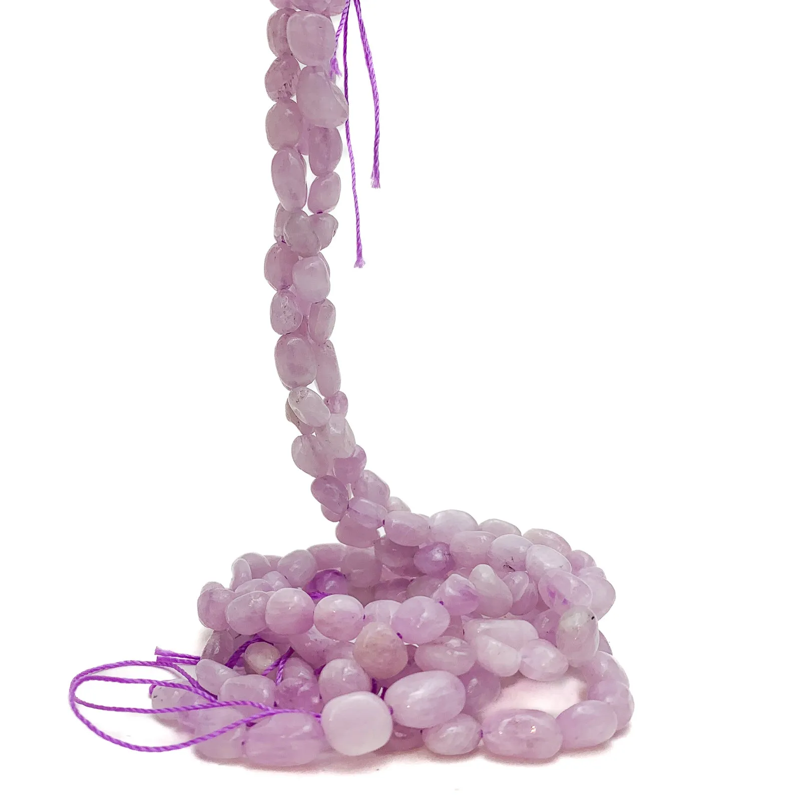 Kunzite Small Smooth Pebbles Bead Strand