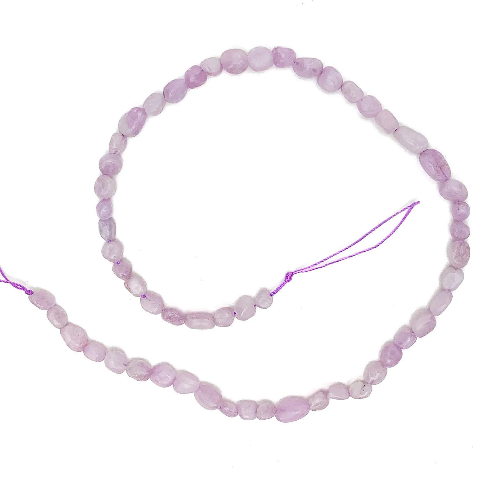 Kunzite Small Smooth Pebbles Bead Strand