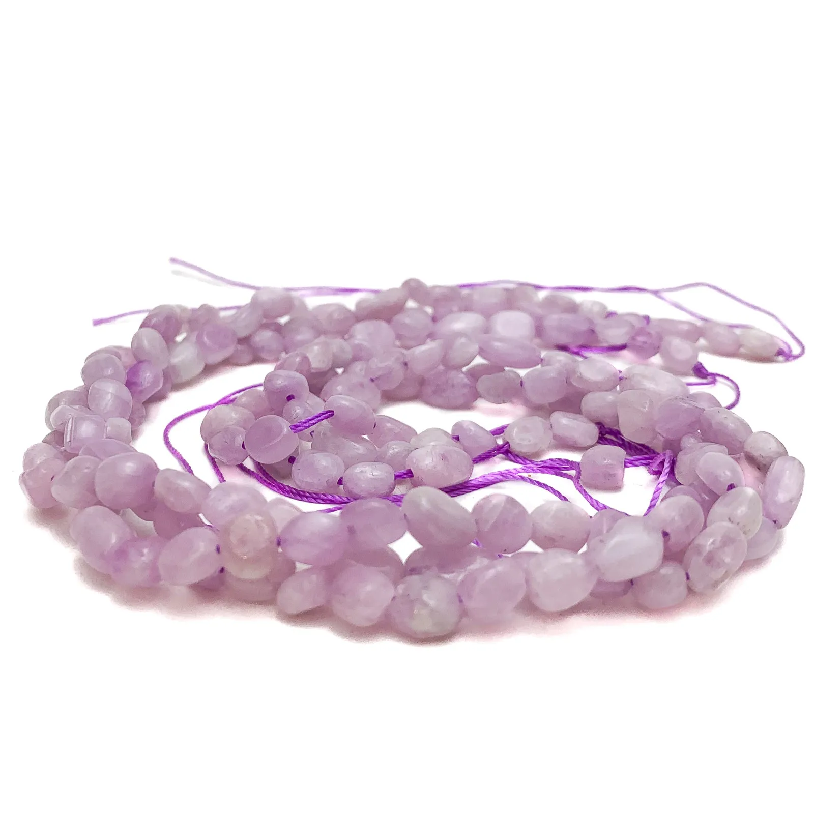 Kunzite Small Smooth Pebbles Bead Strand