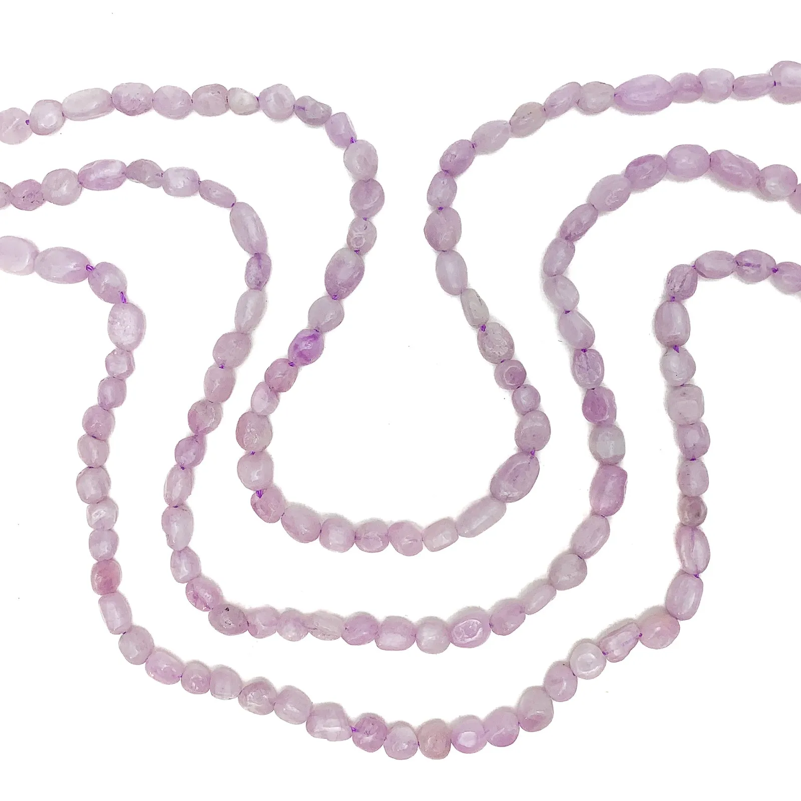 Kunzite Small Smooth Pebbles Bead Strand