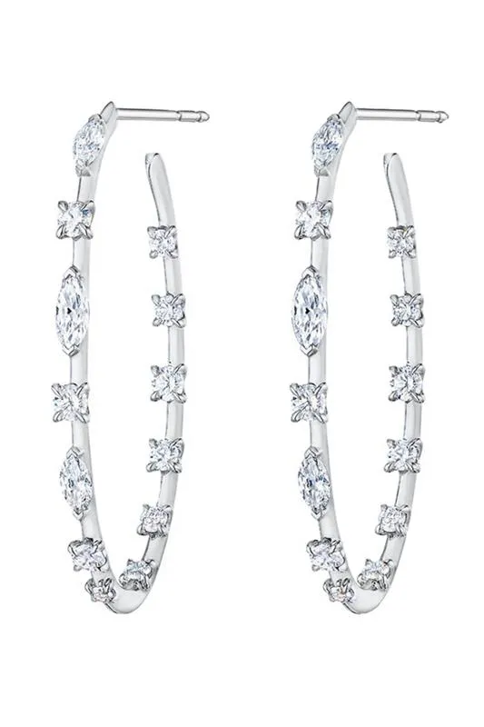 Kwiat Starry Night Mixed Diamond Hoop Earrings