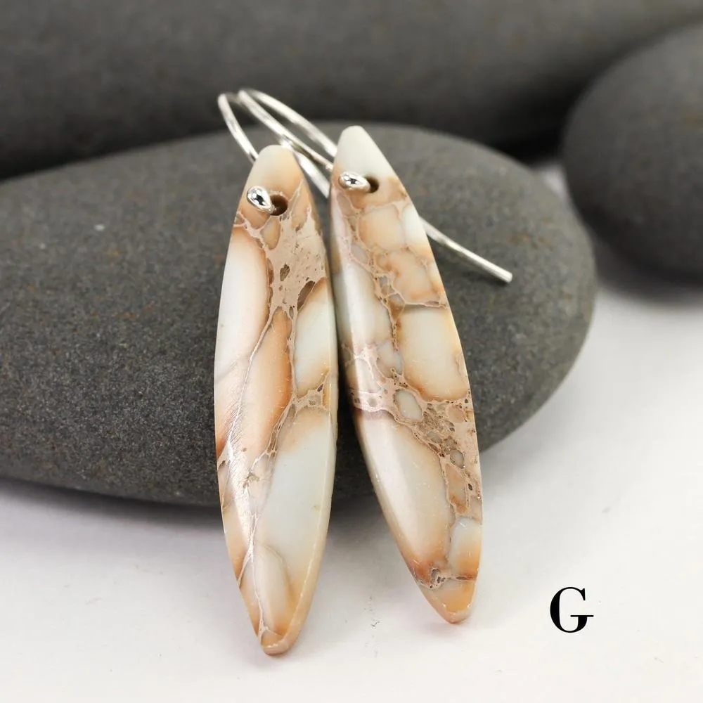 Large Dangle Imperial Jasper Earrings made in Recycled Sterling Silver