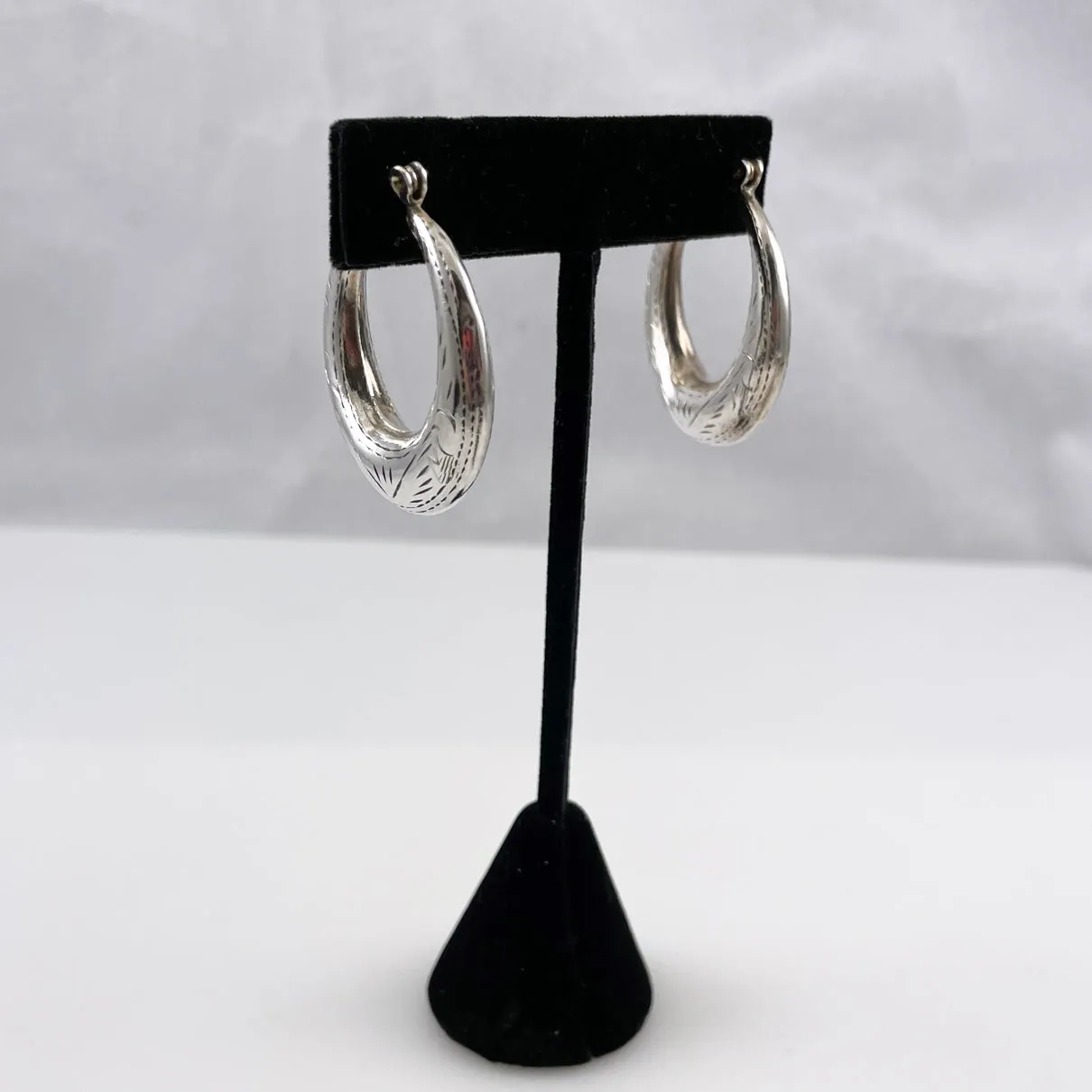 Large Sterling Silver Hoop Earrings Middle Eastern