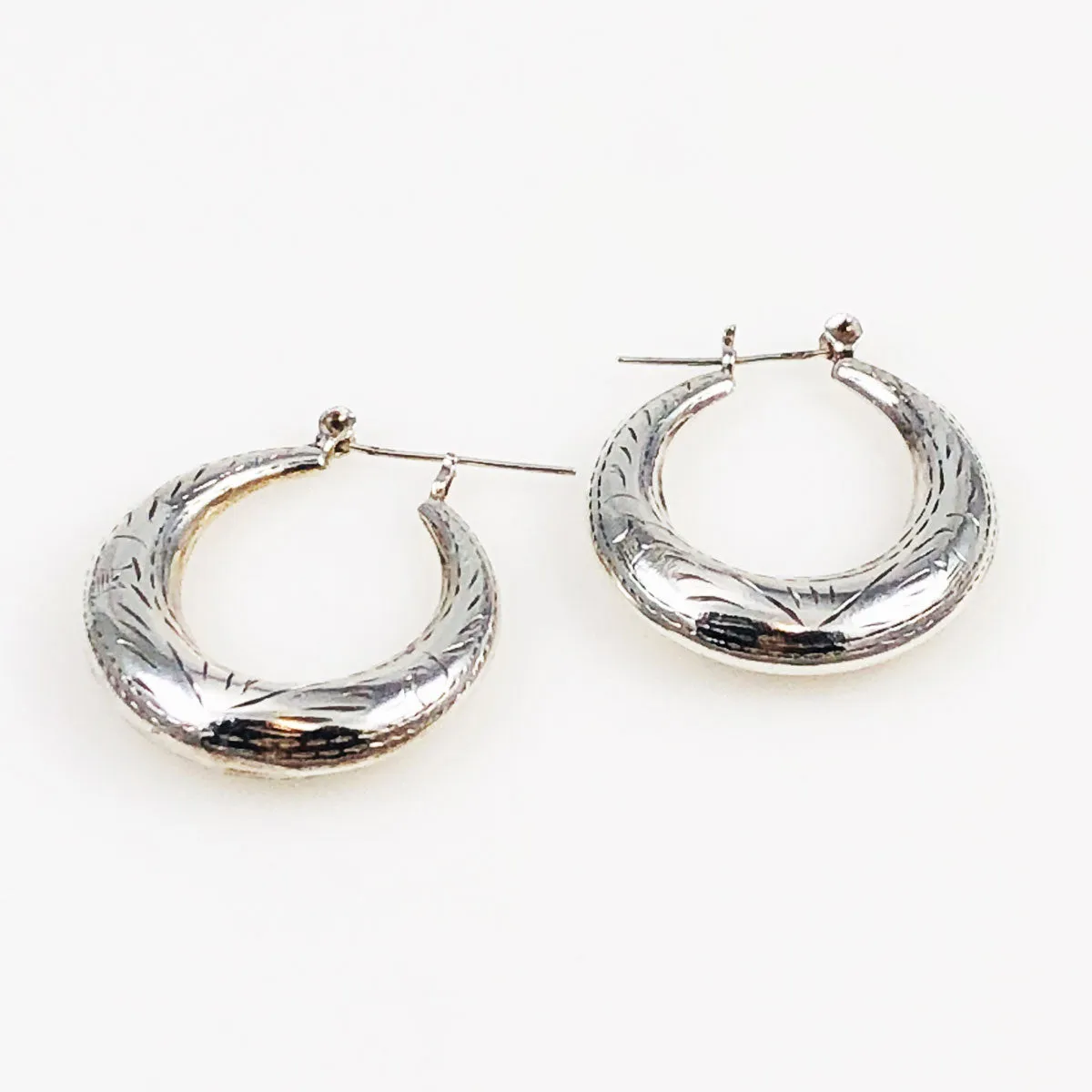 Large Sterling Silver Hoop Earrings Middle Eastern