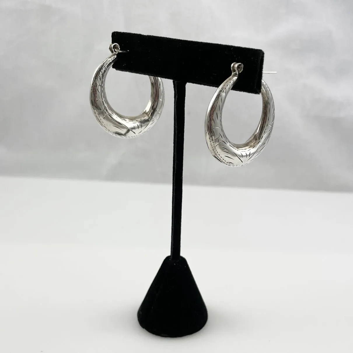 Large Sterling Silver Hoop Earrings Middle Eastern