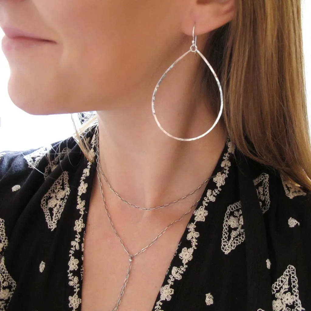 Large Teardrop Hoop Earrings