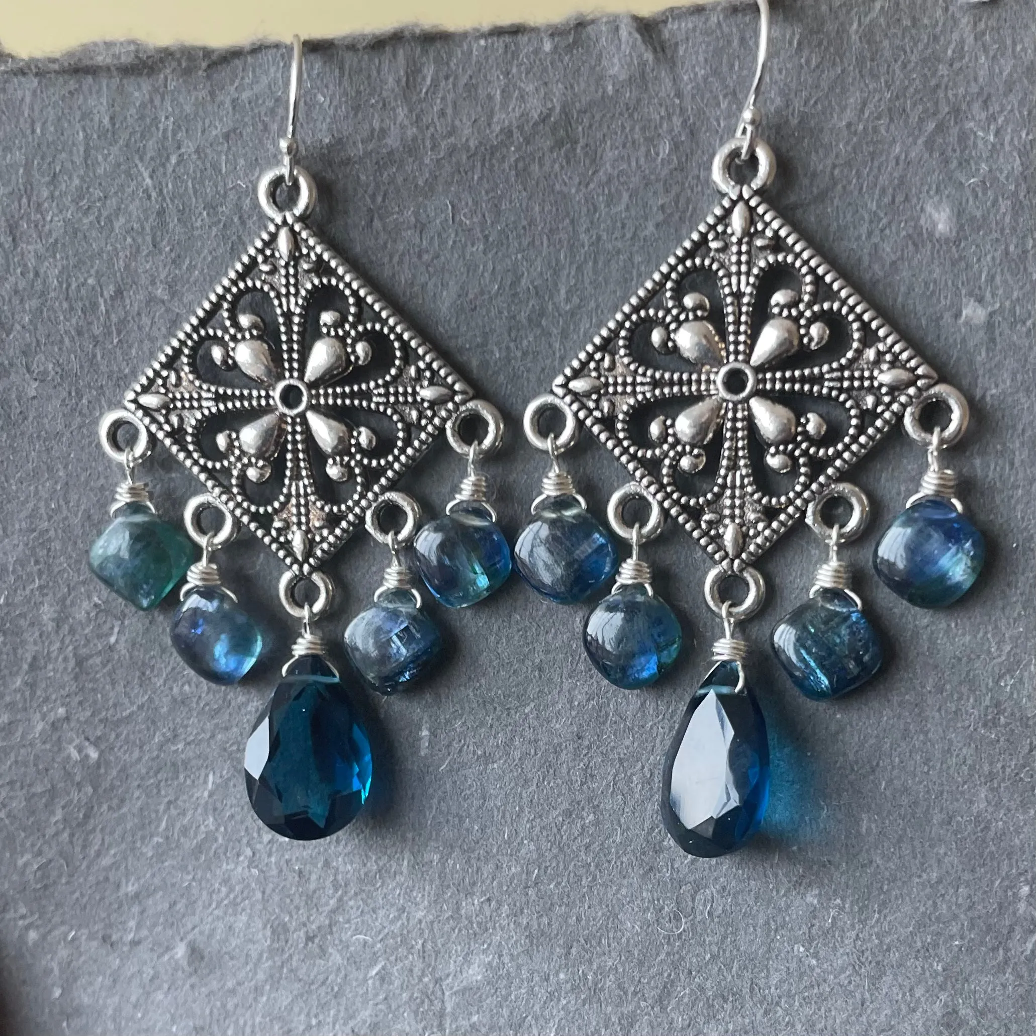 London Blue Mystic Kyanite Chandelier Earrings