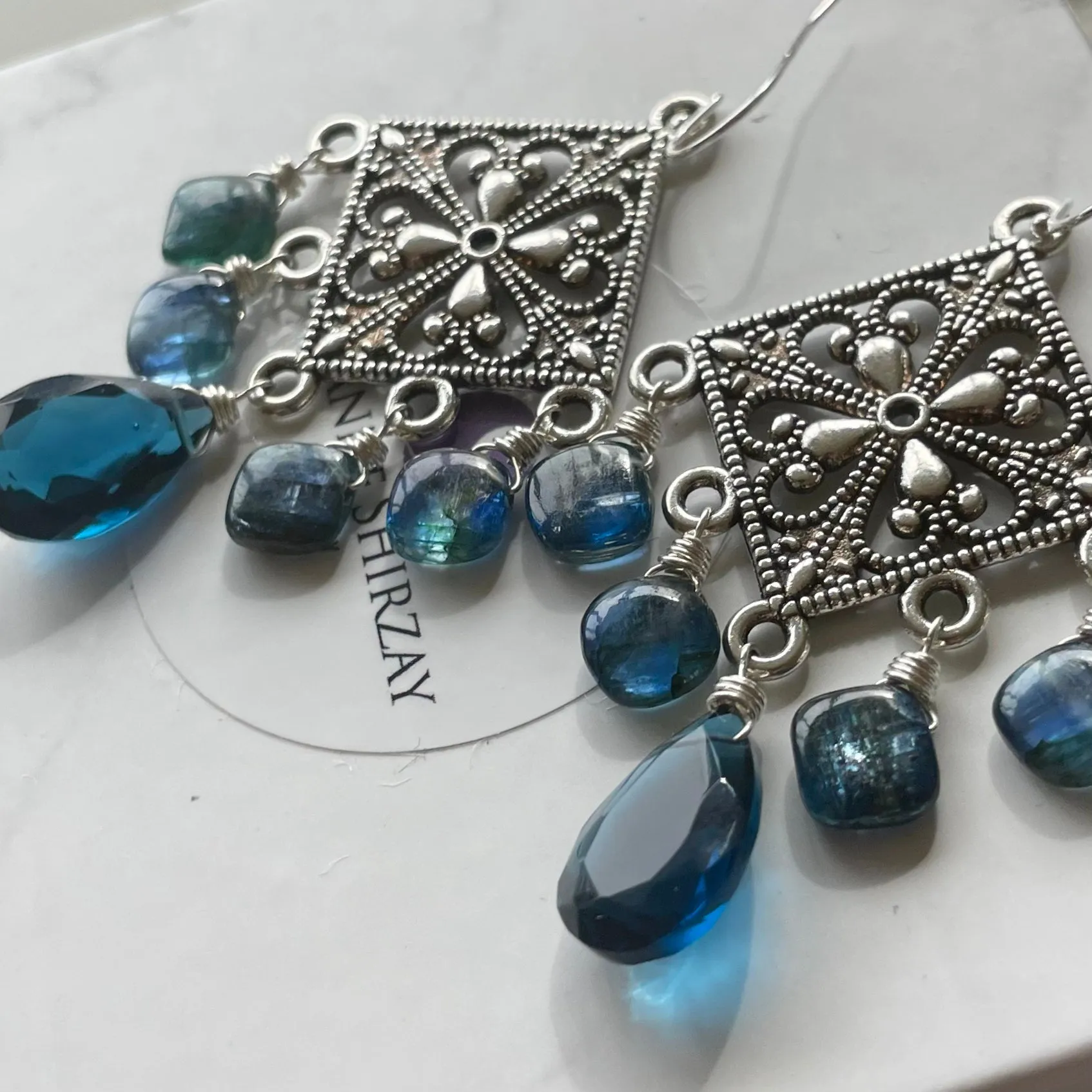 London Blue Mystic Kyanite Chandelier Earrings