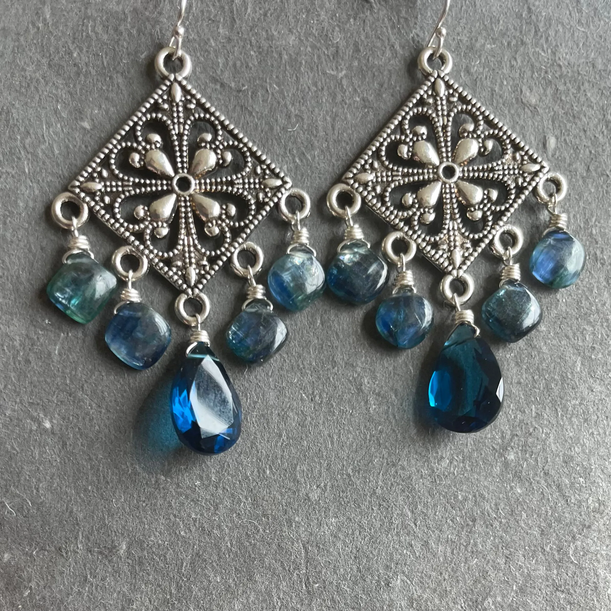 London Blue Mystic Kyanite Chandelier Earrings