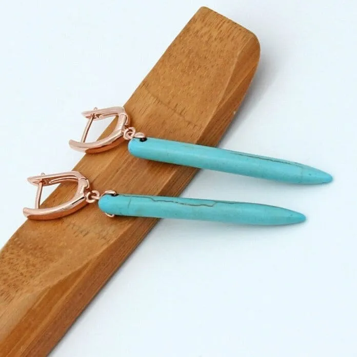 Long Synthetic Turquoise Dangle Earrings