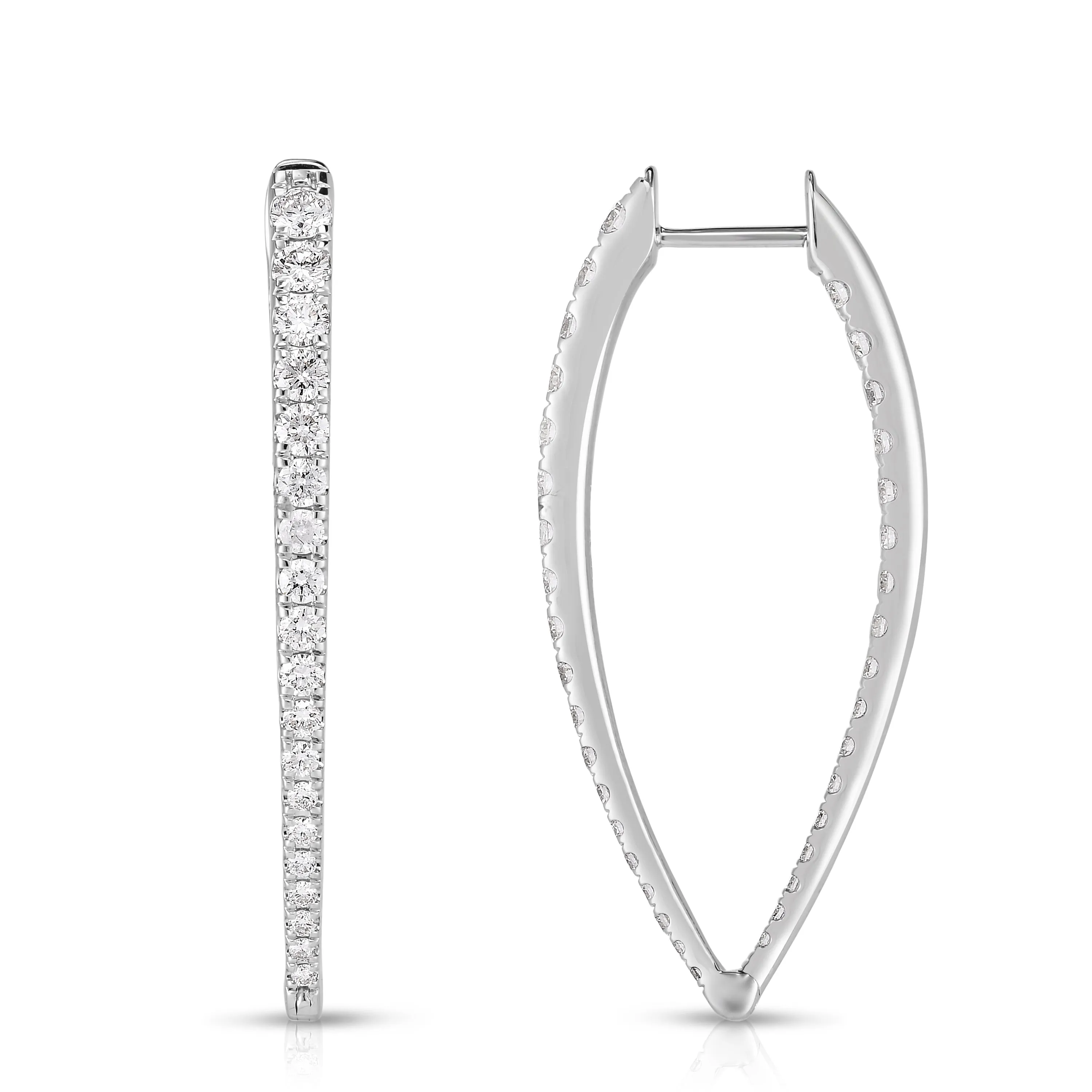 Long V Shaped Diamond Hoops