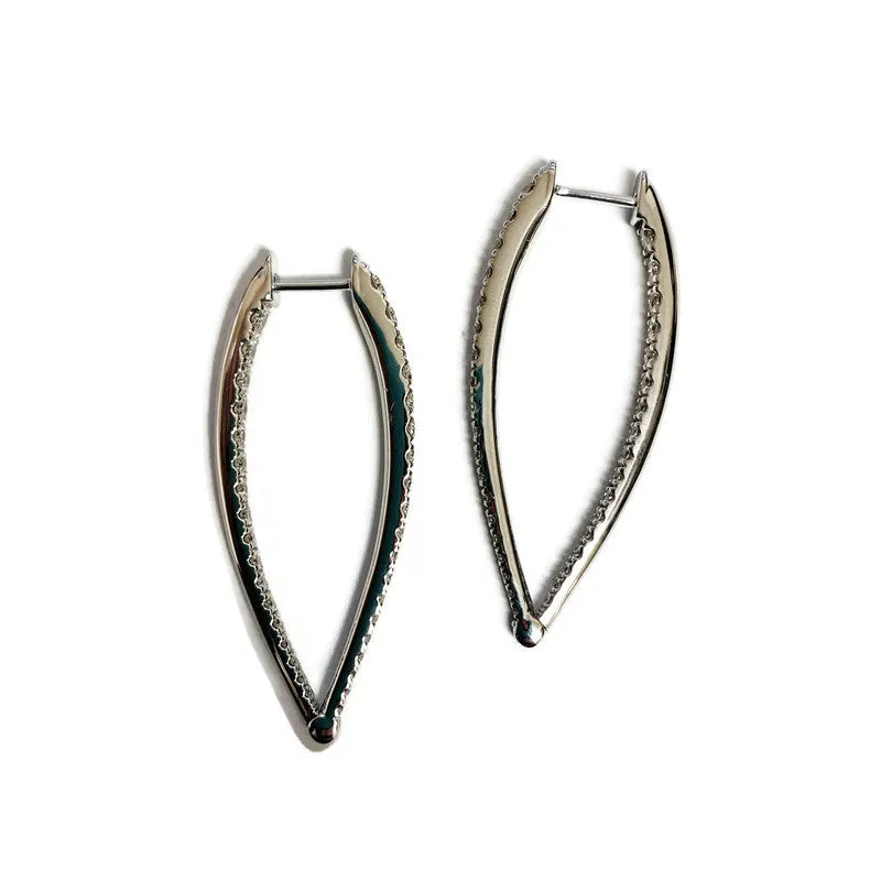 Long V Shaped Diamond Hoops