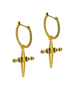 Luv Aj Cross Dangle Hoop Earrings in Gold