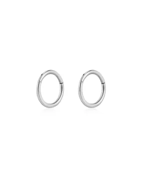 Luv Aj Endless Tiny Huggie Hoop Earrings in Polished Rhodium Plated