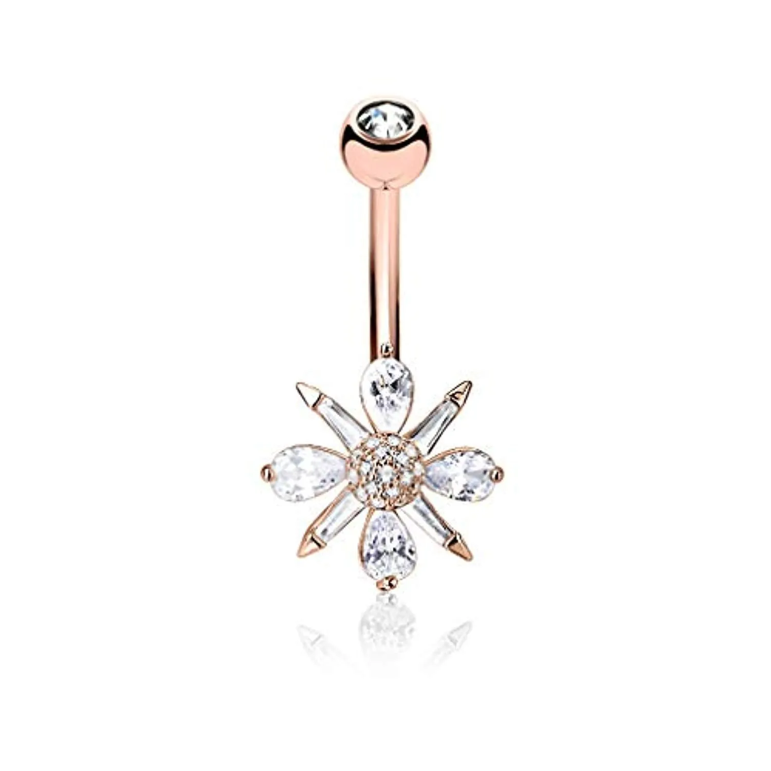 Marquise and Square CZ Cluster Flower 316L Surgical Steel WildKlass Belly Button Navel Rings