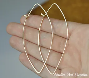 Marquise Hoop Earrings - Gold Leaf Hoops